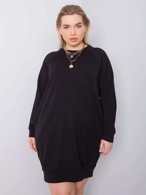 Fekete plus size ruha hosszú ujjú