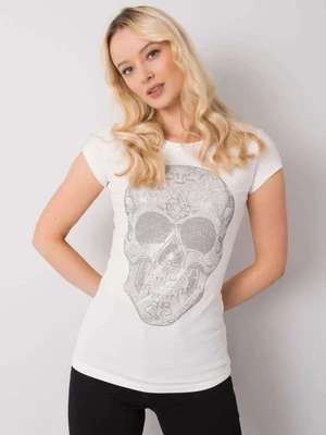 Women's Ecru T-shirt with skull