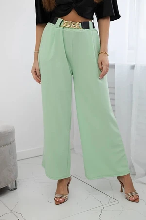 Viscose trousers with wide legs mint