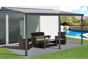 Hliníková pergola 4,35x3 m WALL 43 antracit Mléčně bílá (opál)