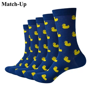 Match-Up Men Duck Cartoon Combed Cotton Crew socks Brand socks (5 pairs / lot )