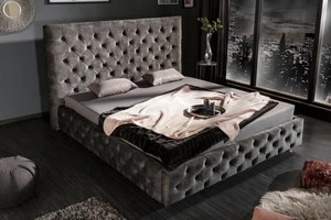 Chesterfield postel PALLAS 160 Dekorhome Tmavě šedá