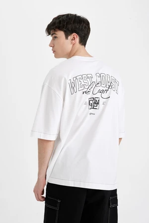 DEFACTO Loose Fit Crew Neck Back Printed Short Sleeve T-shirt