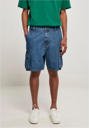 Organic Denim Cargo Shorts Washed in Indigo