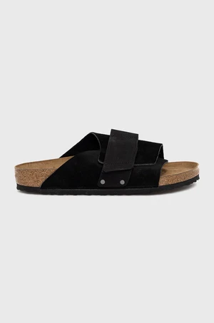 Semišové pantofle Birkenstock Kyoto pánské, černá barva, 1022350