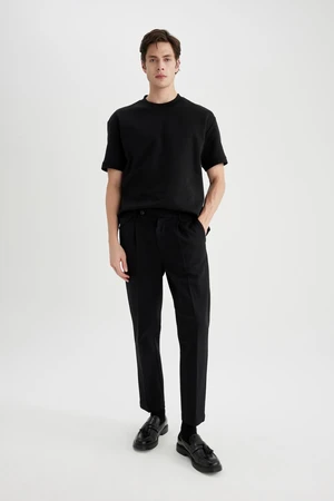 DEFACTO Tailored Regular Fit Straight Leg Twill Trousers