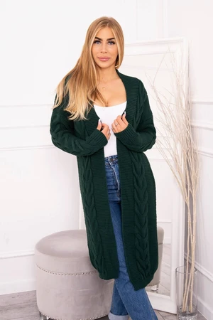 Cardigan sweater braid braid dark green