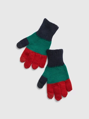 Red-Green Children's Striped Finger Gloves GAP