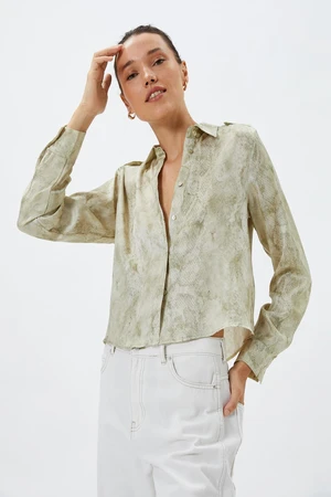 Koton Green Patterned Women's Shirt