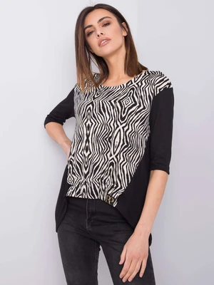 Black and white blouse with patterns Alayah RUE PARIS