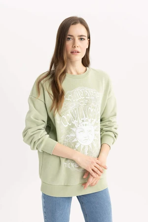 DEFACTO Oversize Fit Printed Long Sleeve Sweatshirt