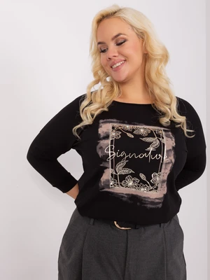 Lady's black blouse plus size with patch