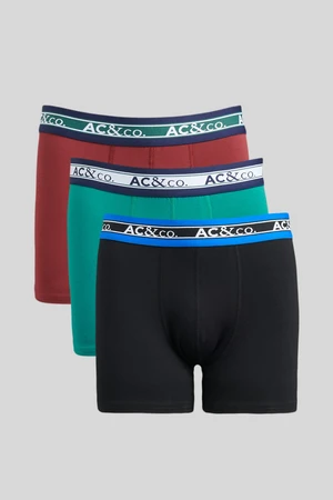 AC&Co / Altınyıldız Classics Men's Black-burgundy-green 3-pack of Flexible Boxers with Cotton.