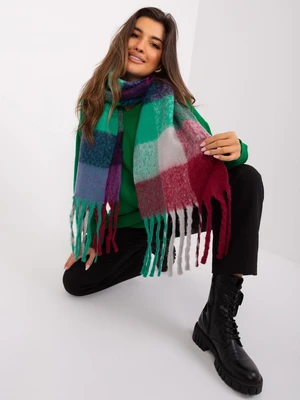 Winter purple and burgundy scarf with fringe