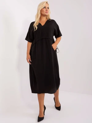 Black Plus Dress with V-Neck ZULUNA