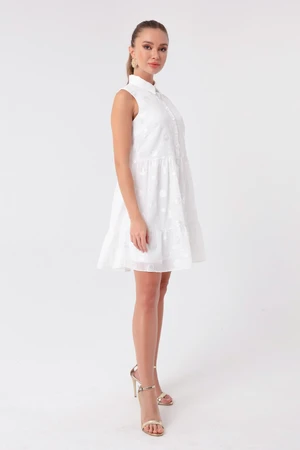 Lafaba Women's White Ruffle Mini Dress