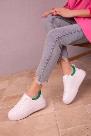 Soho White-Green Women's Sneakers 18004