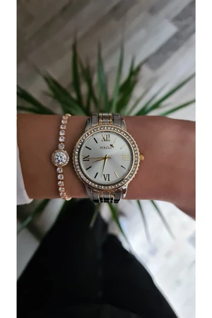 Polo Air Luxury Stone Roman Numeral Women's Wristwatch Zircon Stone Elegant Bracelet Silver-gold Color