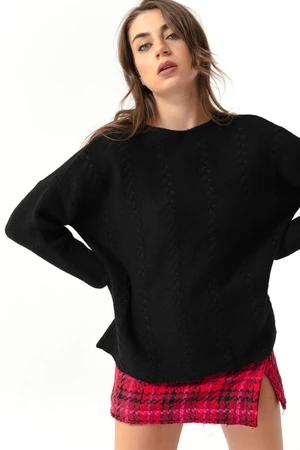 Lafaba Women's Black Boat Collar Knitwear Sweater