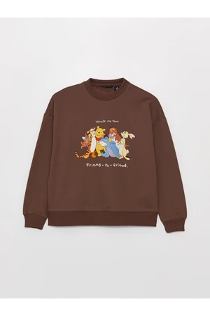 LC Waikiki Women's Crew-neck Winnie the Pooh Printed Long Sleeve Oversized Sweatshirt.