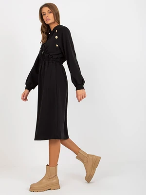 Black flared hoodie dress