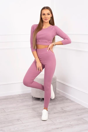 Ribbed set dark pink