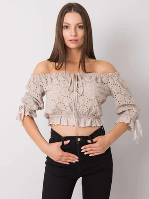 OCH BELLA Openwork Beige Top