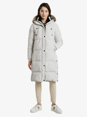 Light gray women's winter coat Desigual Antartica - Ladies