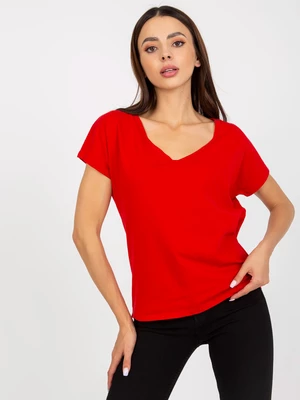 Basic red women's cotton T-shirt