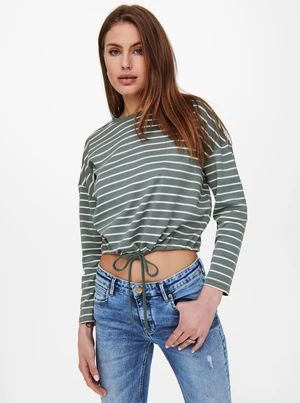 White-green striped short T-shirt ONLY Brilliant - Women