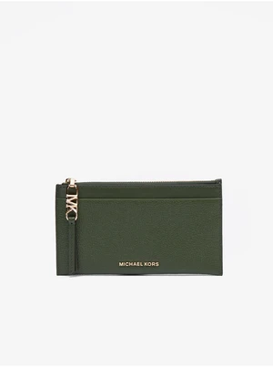 Dark Green Women's Leather Michael Kors Card Case - Ladies