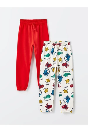 LC Waikiki LCW Printed Waist Elastic Baby Boy Tracksuit Bottom 2-Pack