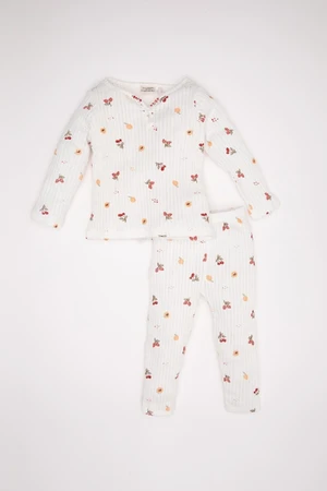 DEFACTO Baby Girl Fruit Patterned Long Sleeve Top Long Bottom Pajama Set