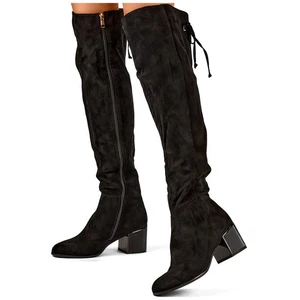 primohurt Women's boots above the knee, lace-up long boots with a low heel