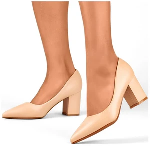 primohurt Beige classic low-heeled pumps, women's shoes for the office