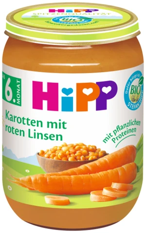 HiPP BIO mrkev s čočkou od 6. měsíce, 190 g