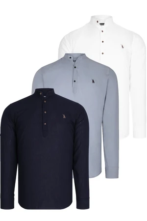 TRIPLE SET G783 DEWBERRY JUDGE COLLAR SHIRT-NAVY BLUE-WHITE-GREY