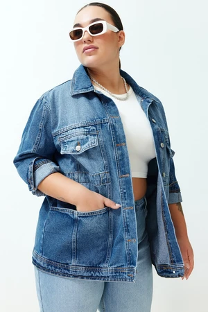 Trendyol Curve Blue Oversize Denim Jacket