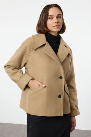 Trendyol Beige Regular Short Woolen Jacket Coat