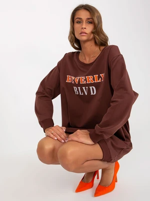 Dark brown long sweatshirt with print