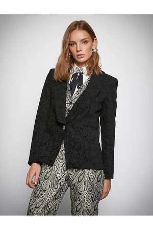 Koton Melis Ağazat X - Jacquard Pocket Detailed Blazer Jacket