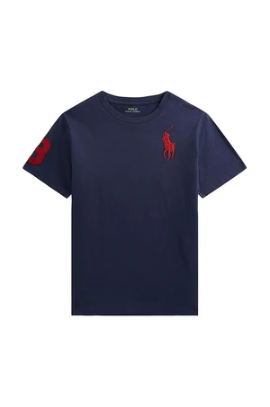 Dětské bavlněné tričko Polo Ralph Lauren tmavomodrá barva, s potiskem, 323832907039