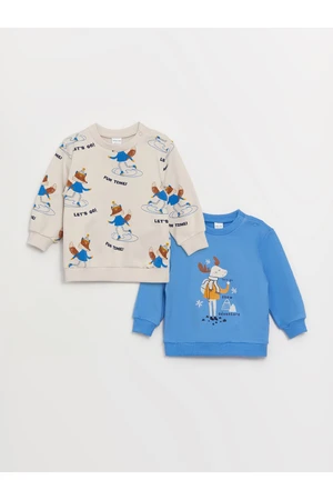 LC Waikiki Crew Neck Printed Long Sleeve Baby Boy Sweatshirt 2 Pack