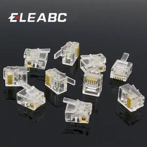 10pcs 6P6C 6 Pins 6 Contacts RJ11 Telephone Modular Plug Jack,RJ11 Connector