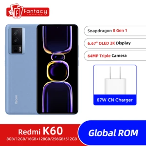 Original Xiaomi Redmi K60 5G Snapdragon 8 Gen 1 67W Fast Charging 5500mAh Battery 2K 120Hz Screen 64MP OIS Camera