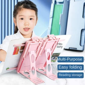 For School Adjustable Pen Stand Writing Foldable Case Reading Bracket Office Storing Reading With Clip Bookshelf