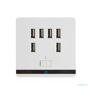 3.4A 6 Port USB Wall Charger Outlet Power Receptacle Socket Plate Panel Switch