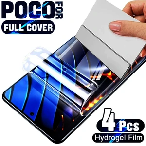 4PCS Full Cover For Xiaomi Redmi Note 10 11 8 9 Pro Hydrogel Film For POCO F3 M3 M4 X3 X4 Pro NFC F3 F4 GT Screen Protector