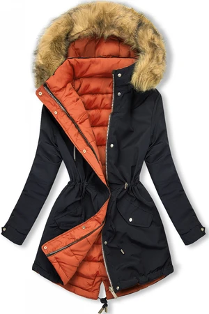 Winter Parkajacke mit Wendemöglichkeit dunkelblau/orange