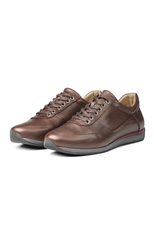 Ducavelli Lion Point Men's Casual Shoes From Genuine Leather With Plush Sheepskin Brown.